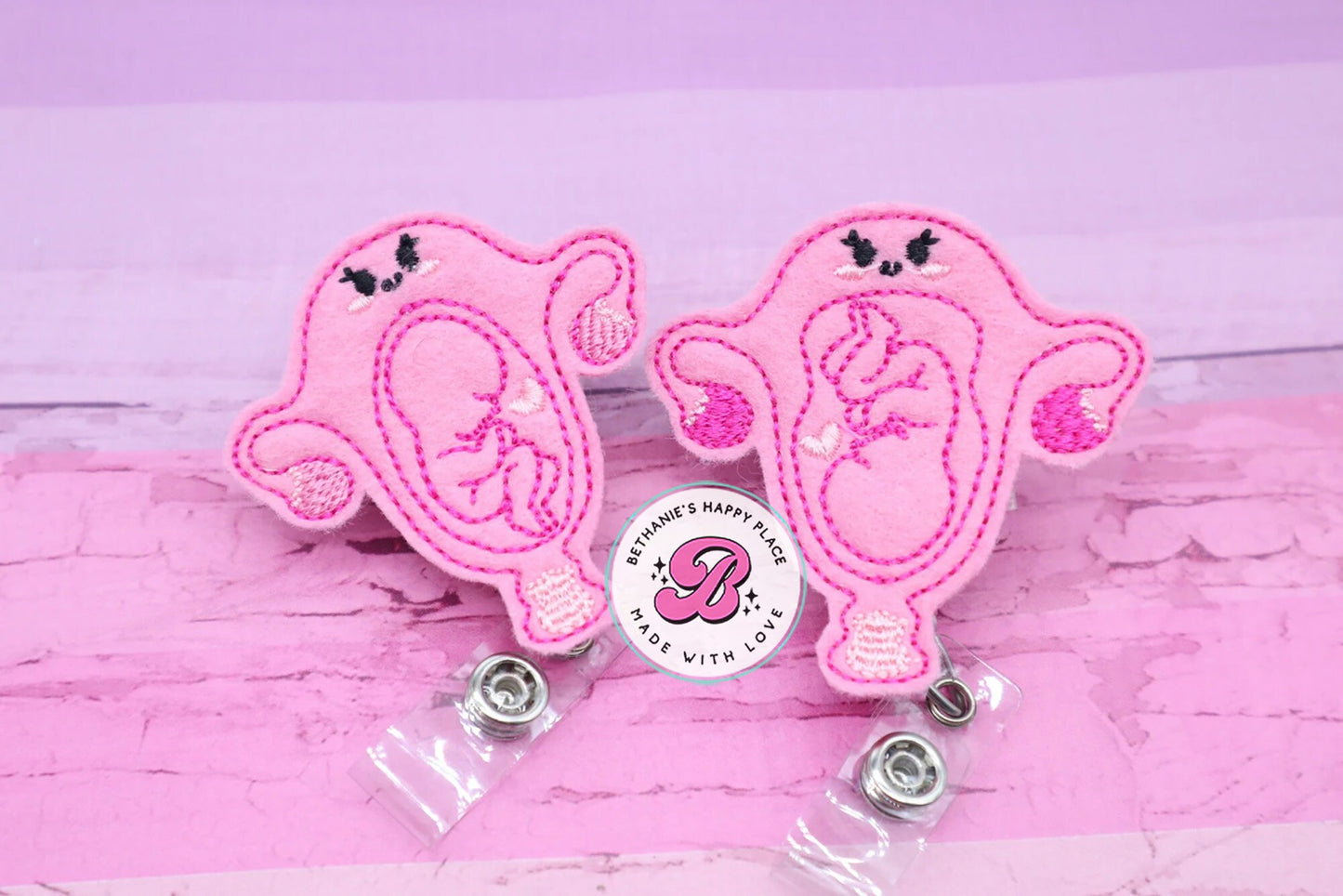 Baby uterus badge reel - breech baby uterus badge reel - uterus badge holder - baby badge holder - labor and delivery nurse badge reel