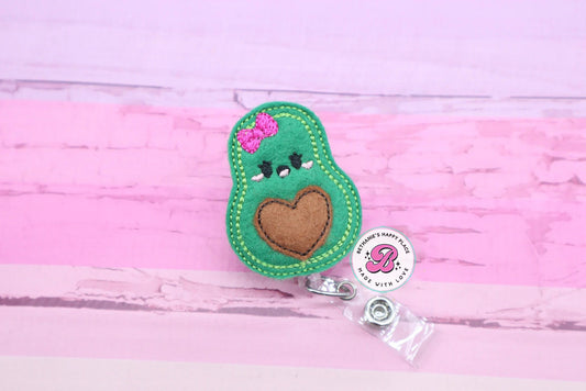 Girl avocado badge reel - avocado badge clip - avocado badge holder - cute badge reel - fruit badge reel - badge reel nurse - lanyard