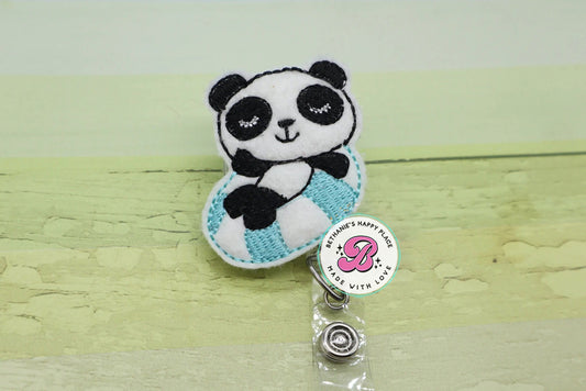 Summer panda badge reel - panda badge reel - cute panda badge holder - panda badge clip - badge reel nurse - teacher badge reel - lanyard