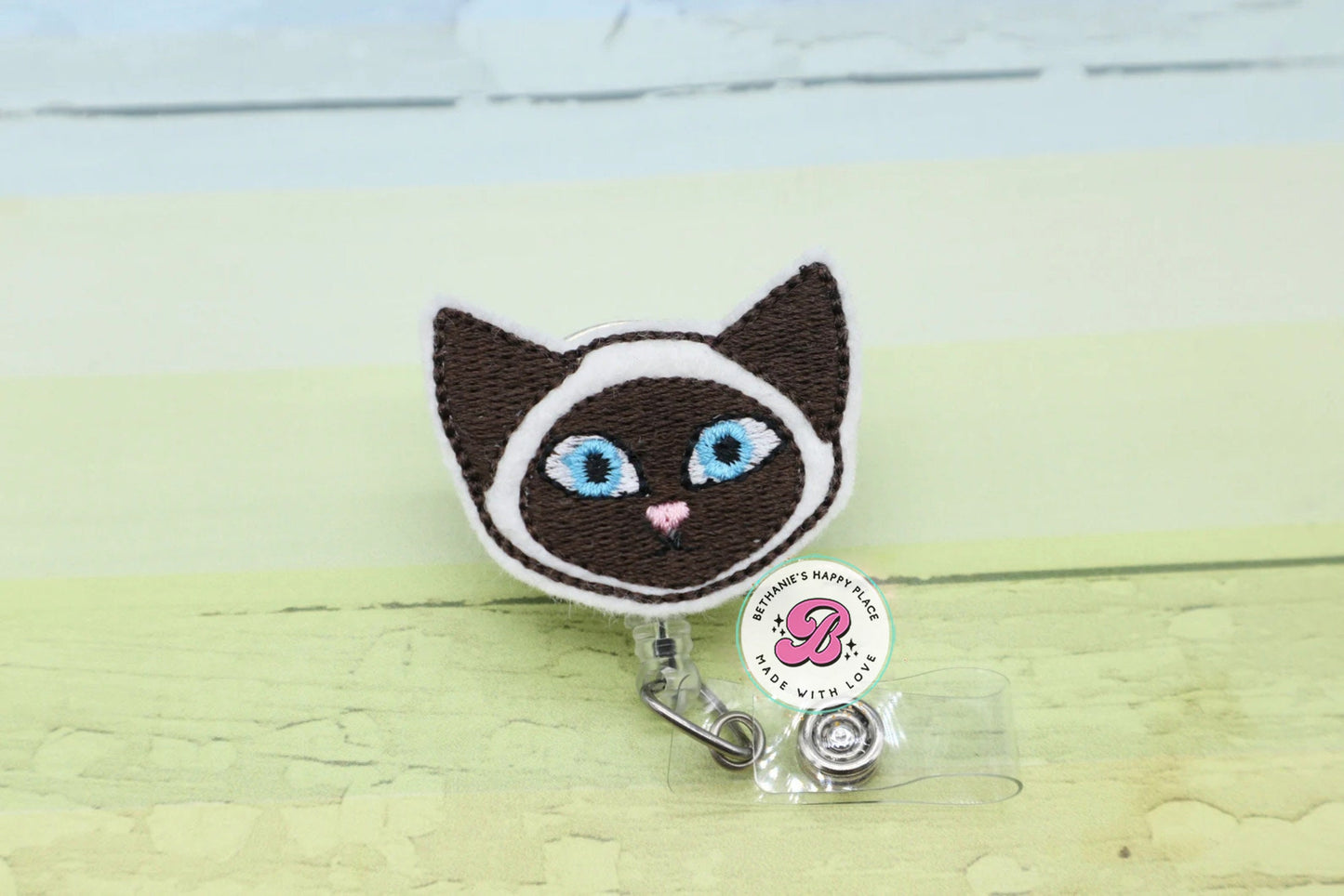 Siamese cat badge reel - Siamese cat badge clip - cat badge holder - animal badge reel - badge reel vet - nurse badge reel - cute badge reel