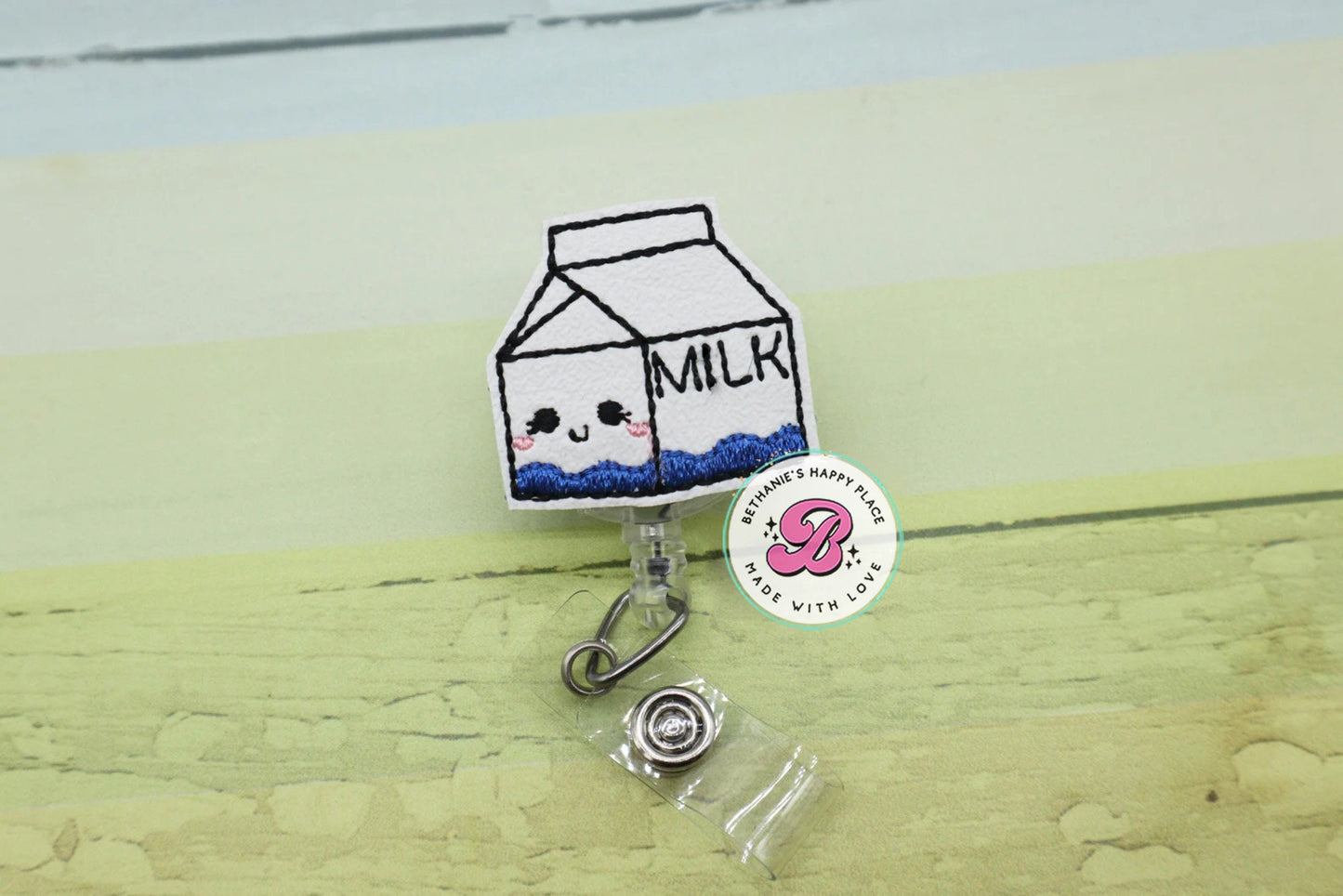 Milk badge reel - carton of milk badge holder - milk badge clip - cute badge reel - food badge reel - badge reel nurse - milk lanyard