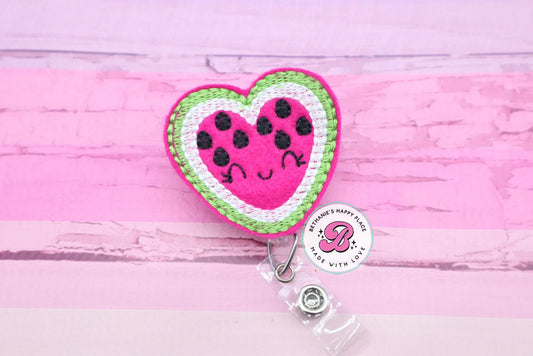 Watermelon badge reel, watermelon badge clip, watermelon heart badge reel, watermelon badge holder, summer badge reel, lanyard, ID holder