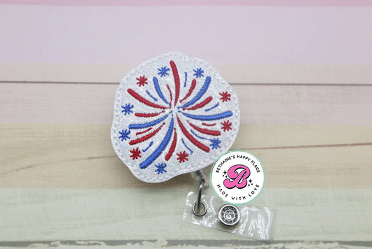 Fireworks badge reel - 4th of July badge reel - fireworks badge clip - 4th of July badge clip - firecracker badge reel - badge reel nurse