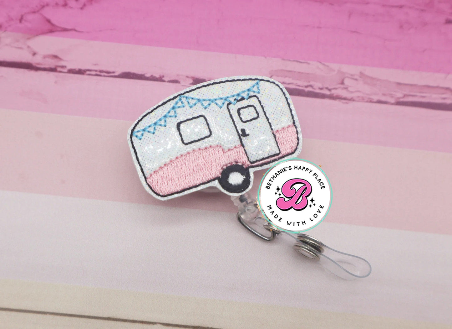 Camper badge reel, RV badge reel, camper badge holder, camper badge clip, retractable ID badge reel, badge reel nurse, summer badge reel