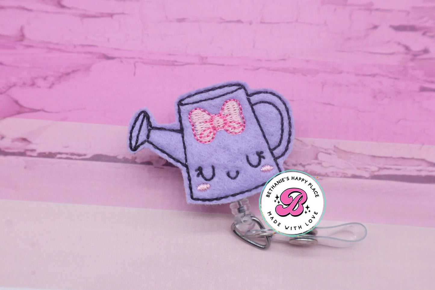 Watering can badge reel - gardener badger reel - cute badge reel - spring badge reel - flower badge holder - watering can badge clip