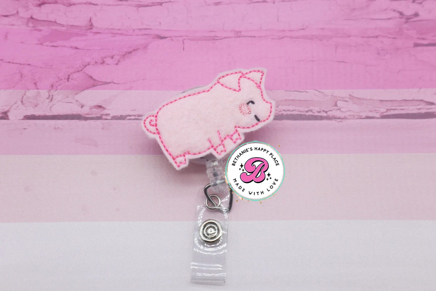 Standing pig badge reel - pig badge holder - pig badge clip - badge reel nurse - badge pull - pig gifts - teacher badge reel - little pig