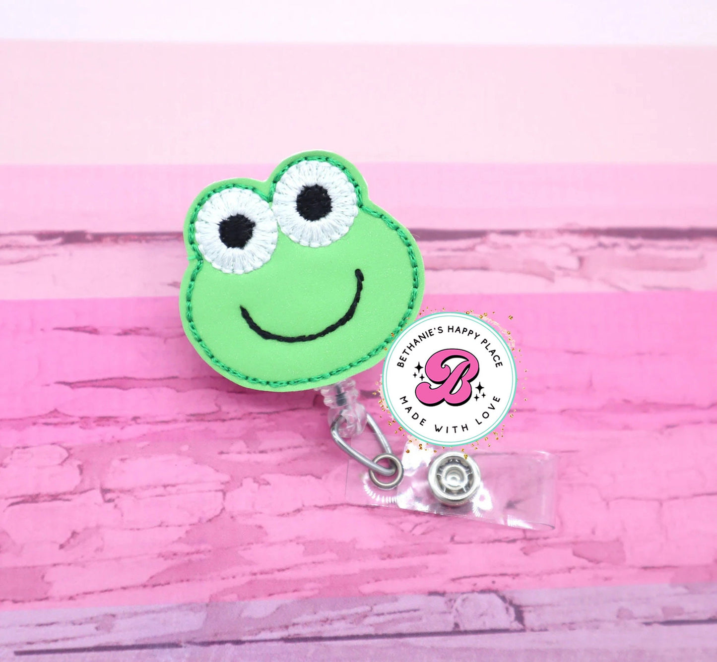 Frog badge reel - frog badge holder - frog badge topper - frog badge pull - felt badge reel - cute badge reel - nurse gift - frog gifts