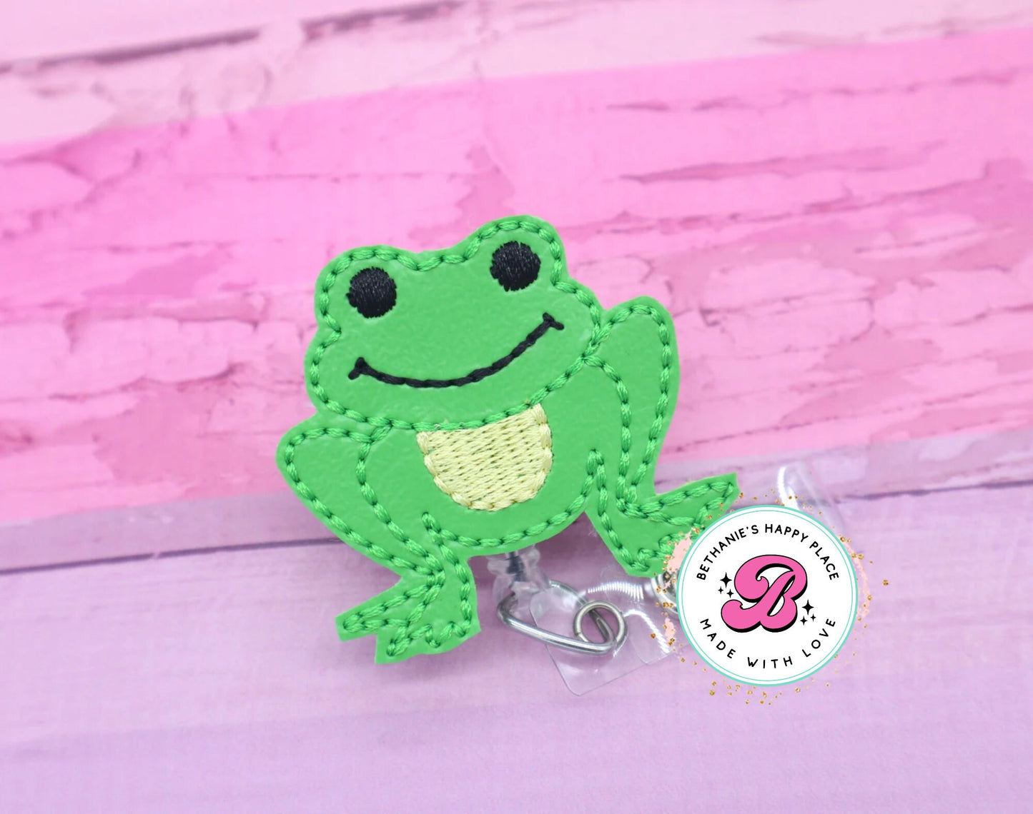 Frog badge reel - frog gifts - cute frog badge reel - frog lanyard - frog badge clip - retractable badge reel - ID badge holder - nurse