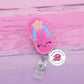 Flip flop badge reel - sandal badge reel - summer badge reel - cute badge reel - summer badge clip - retractable ID badge reel