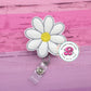 Daisy badge reel - flower badge reel - daisy badge holder - daisy badge clip - daisy gifts - flower badge holder - white daisy - retractable