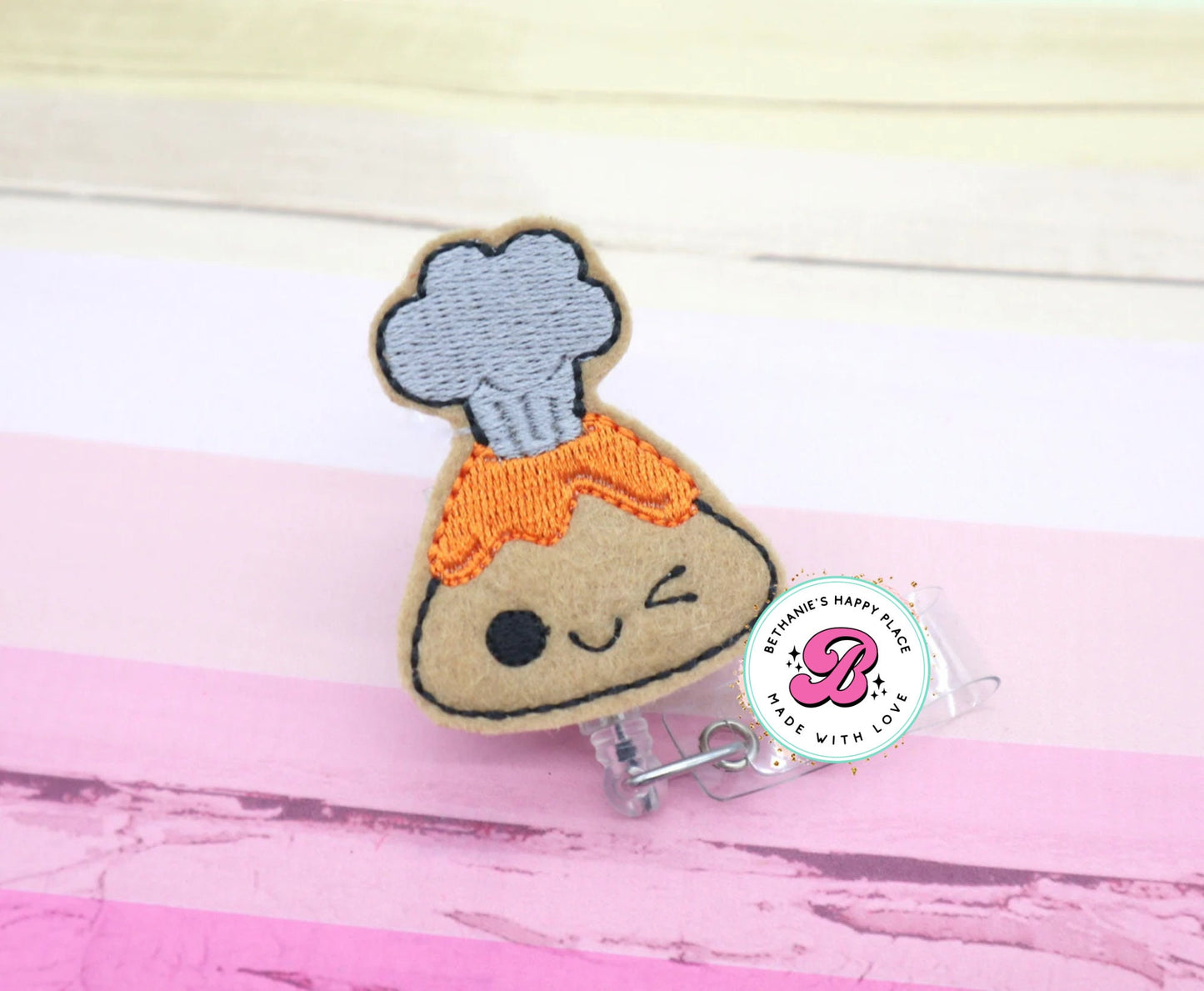 Volcano badge reel - volcano badge clip - cute felt badge reel - retractable ID holder- badge clip - badge topper - teacher badge reel