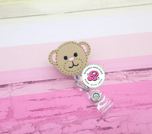 Teddy bear badge reel - teddy bear badge holder - cute badge reel - retractable ID badge holder - medical badge reel - doctor badge reel