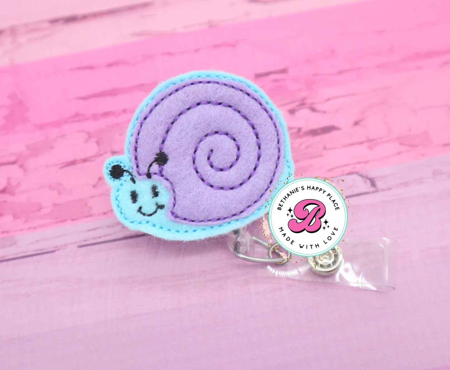 Snail badge reel - snail badge holder - retractable ID badge holder - cute badge reel - purple snail - nurse badge reel - teacher badge reel