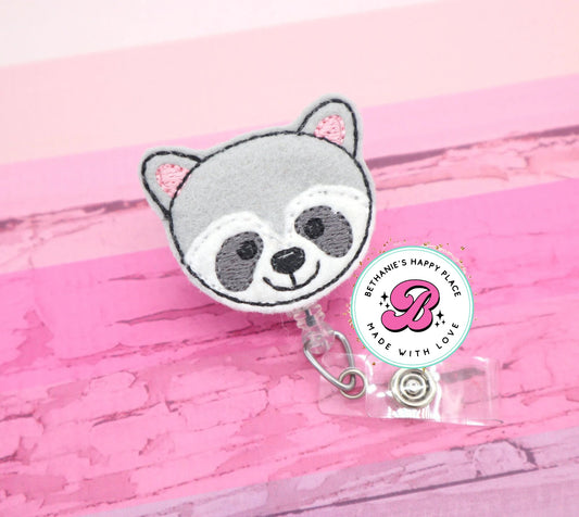 Racoon badge reel - racoon badge holder - racoon gifts - nurse badge reel - racoon badge clip - cute badge holder - animal badge reel