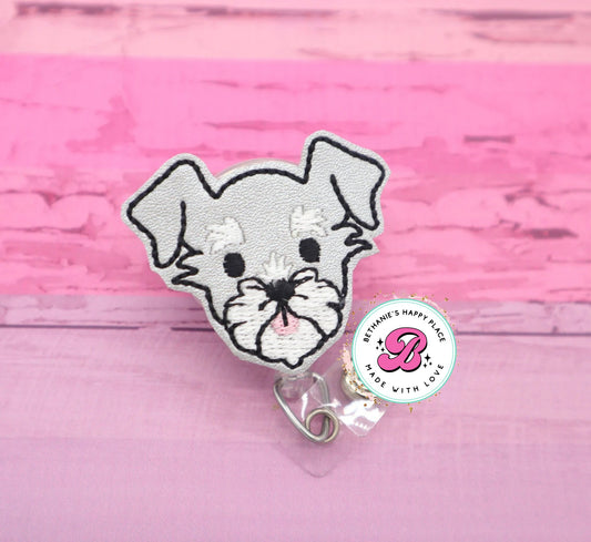 Schnauzer badge reel - schnauzer gifts - vet badge reel - puppy badge reel - cute schnauzer badge clip - retractable ID badge holder - dog