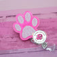 Pink paw badge reel - paw print badge reel - paw badge holder -badge clip - veterinarian gift - dog paw badge reel - cute dog badge clip