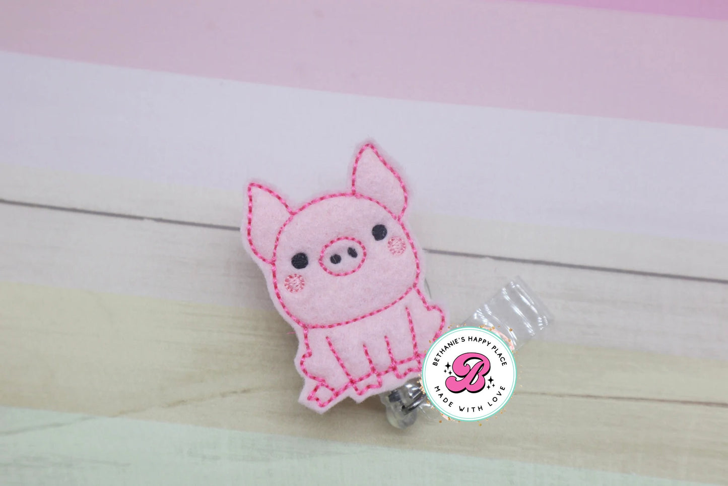 Pig badge reel - pig badge holder - pig badge clip - badge reel nurse - ID badge holder - cute pig badge reel - teacher badge reel