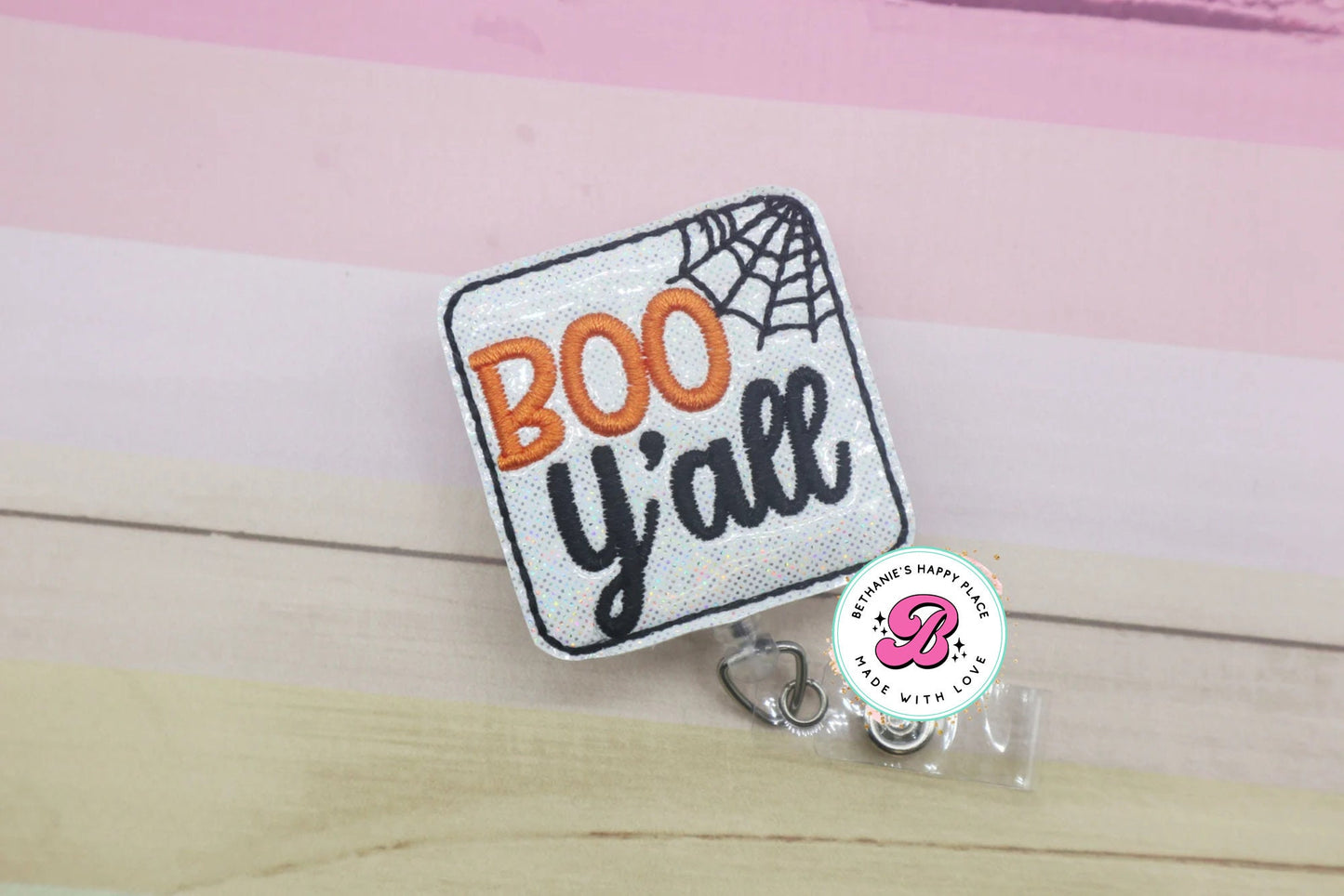 Halloween badge reel - boo y'all - boo badge reel - Halloween badge clip - Halloween badge holder - badge reel nurse - ID badge holder