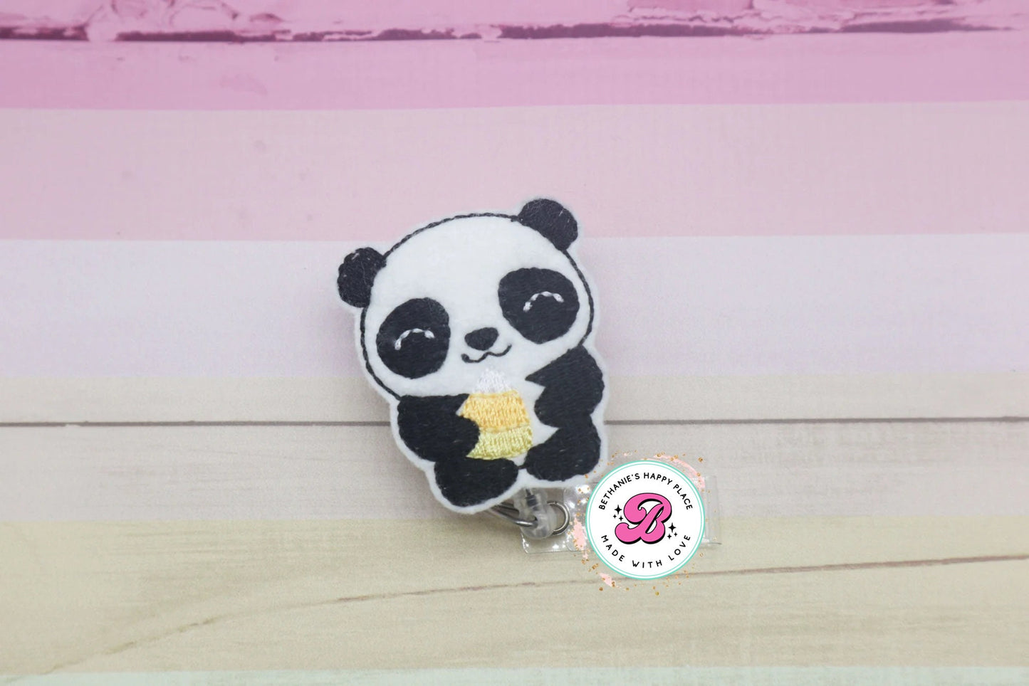 Panda candy corn badge reel - Halloween panda - Halloween badge reel - Halloween badge clip - candy corn badge reel - nurse badge reel