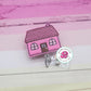 House badge reel - pink house badge reel - little house - realtor badge reel - house badge holder - cute badge reel - retractable - new home