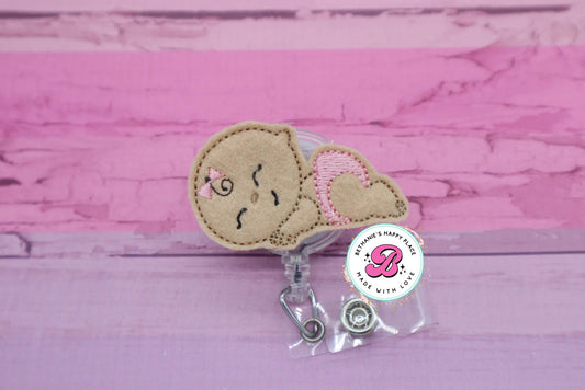 Sleeping baby girl badge reel - baby badge reel - labor and delivery nurse - nurse badge holder - baby badge holder - delivery nurse gifts