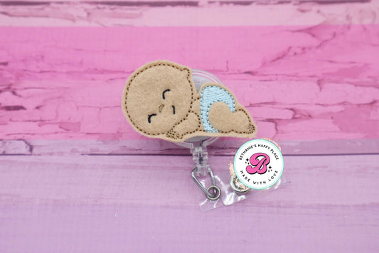 Sleeping baby badge reel - baby badge reel - labor and delivery nurse - nurse badge holder - baby boy badge holder - delivery nurse gifts