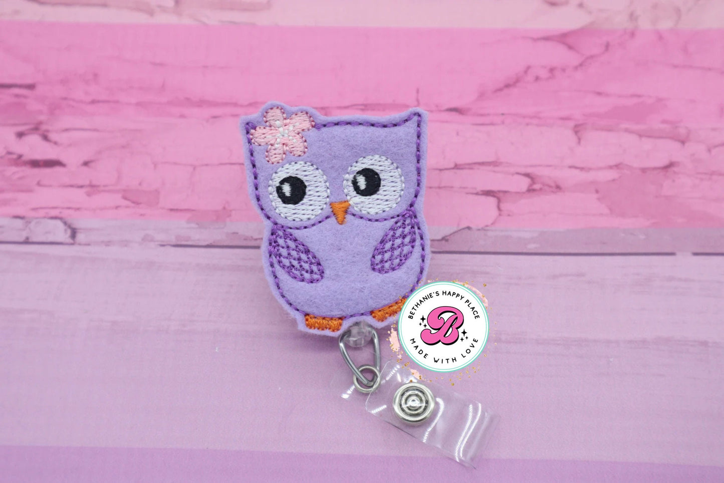 Purple owl badge reel - owl badge holder - owl badge clip - cute badge reel - animal badge reel - nurse badge reel - teacher badge reel