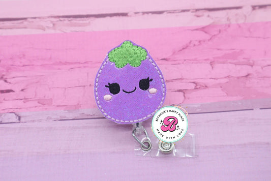 Eggplant badge reel - veggie badge reel - eggplant badge clip - cute badge reel - veggie badge holder - vegetable badge clip - nutritionist