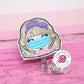 Cute mask girl badge reel - nurse badge reel - girl with mask - nurse badge holder - nurse badge topper - felt badge clip - badge pull