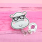 Hippo badge reel - hippopotamus badge reel - hippo with glasses - cute badge reel - felt badge reel - nurse ID badge holder - retractable