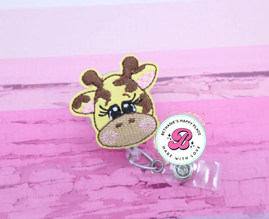 Giraffe badge reel - giraffe badge holder - giraffe badge pull - medical ID badge holder - retractable badge reel - cute badge reel - gifts