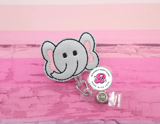 Elephant badge reel - elephant badge holder - retractable badge reel - ID badge holder - cute badge reel - felt badge reel - elephant gifts