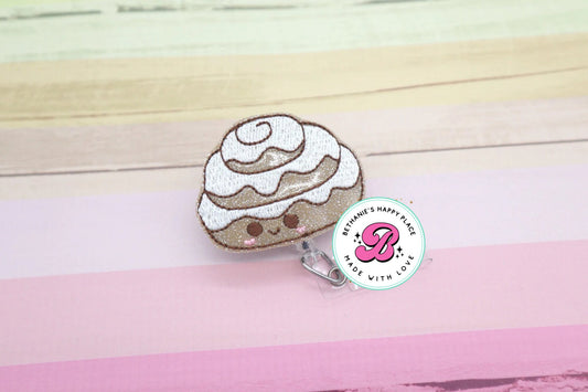 Cinnamon roll badge reel - cinnamon roll badge holder - badge holder - badge pull - retractable badge reel - ID badge holder - nurse gift