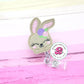 Bunny badge reel - bunny badge holder - Easter badge reel - bunny with flowers - spring badge reel - spring ID badge holder - cute bunny