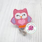 Owl badge reel, pink owl badge holder, teacher ID badge holder, teacher badge reel, nurse badge reel, retractable, gift for teacher, nurse