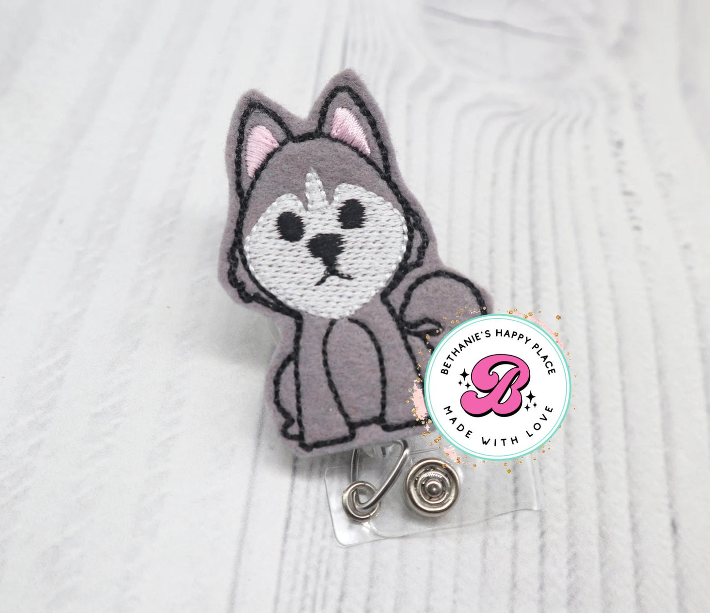 Husky badge reel, husky badge ID holder, husky gifts, dog badge reel, veterinarian badge holder, veterinarian gifts, retractable badge reel