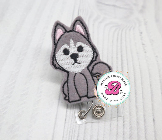 Husky badge reel, husky badge ID holder, husky gifts, dog badge reel, veterinarian badge holder, veterinarian gifts, retractable badge reel