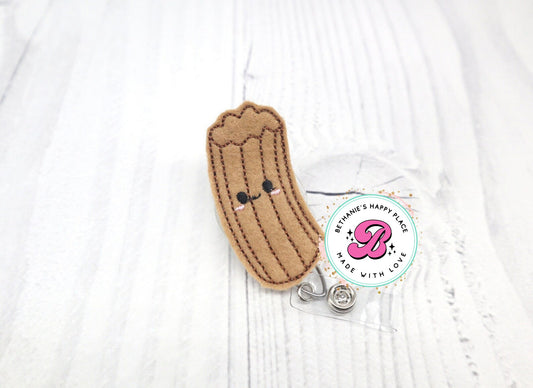 Churro badge reel, churro badge holder, food badge reel, gift for nurse, nurse ID holder, teacher ID holder, cute badge reel, felt badge