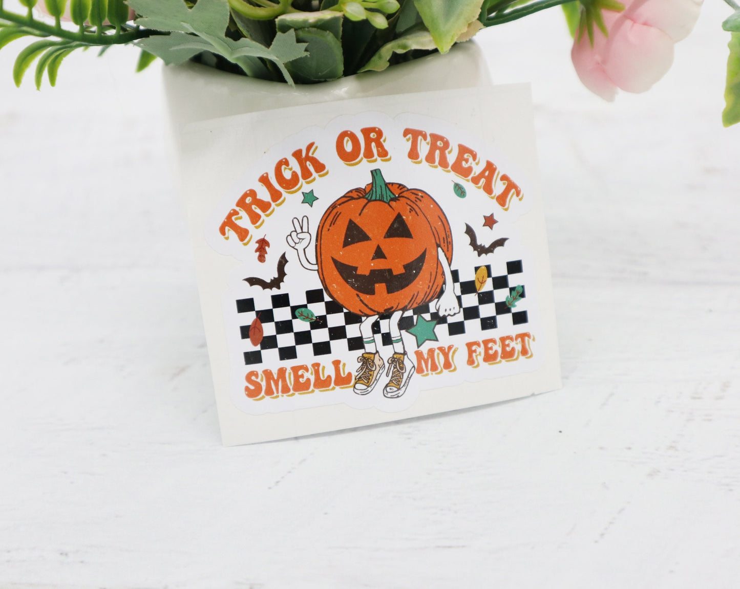 Halloween sticker - waterproof Halloween sticker - trick or treat smell my feet - funny Halloween sticker - vinyl stickers