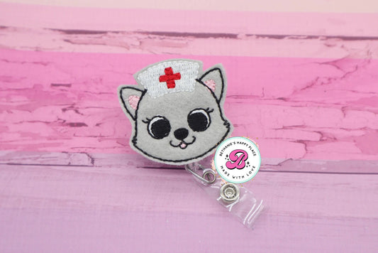 Nurse cat badge reel - cat badge reel - badge reel for nurse - nurse badge holder - medical ID badge holder - cat nurse - nurse gifts