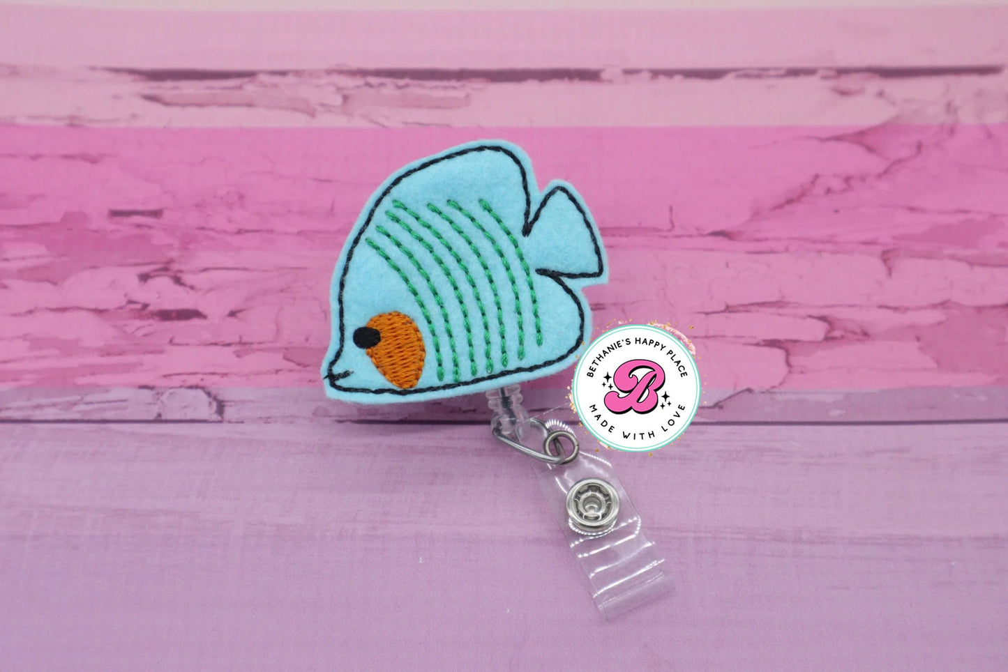 Tropical fish badge reel - fish badge reel - fish badge clip - fish badge holder - nurses badge reel - retractable medical ID badge holder