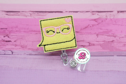 Sticky note badge reel - cute badge reel - office worker - sticky note badge pull - retractable - lanyard - badge holder