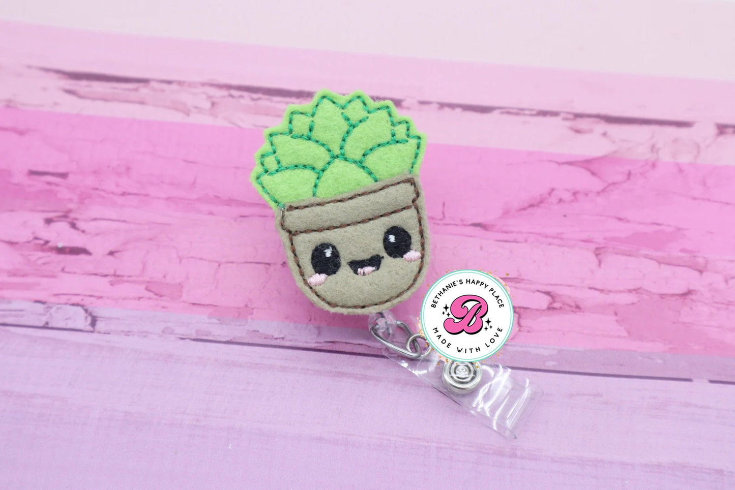 Succulent badge reel - succulent badge clip - plant badge reel - succulent gifts - badge reel nurse - badge reel teacher - badge pull