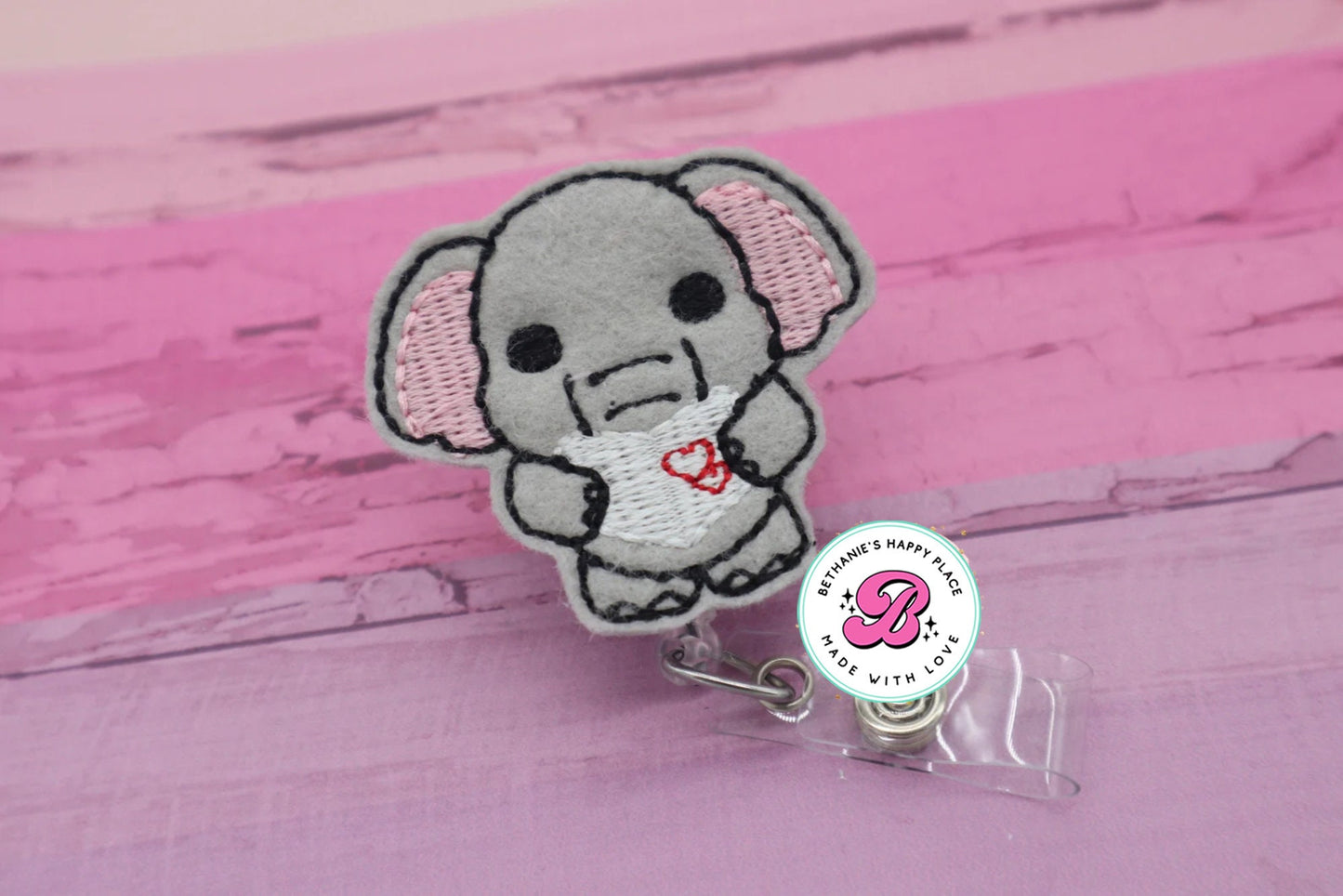 Elephant badge clip - elephant badge reel - elephant reading - reading badge reel - cute badge reel - elephant badge holder - teacher gifts