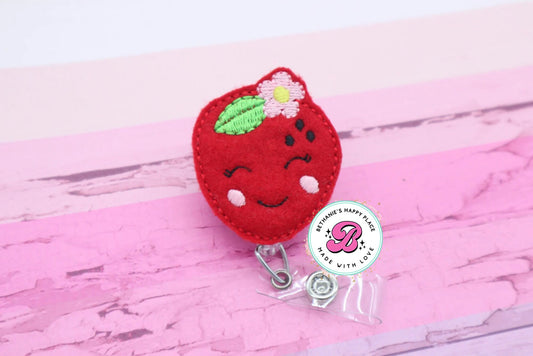 Strawberry badge reel - cute strawberry badge reel - strawberry badge holder - fruit badge reel - fruit badge clip - badge ID holder