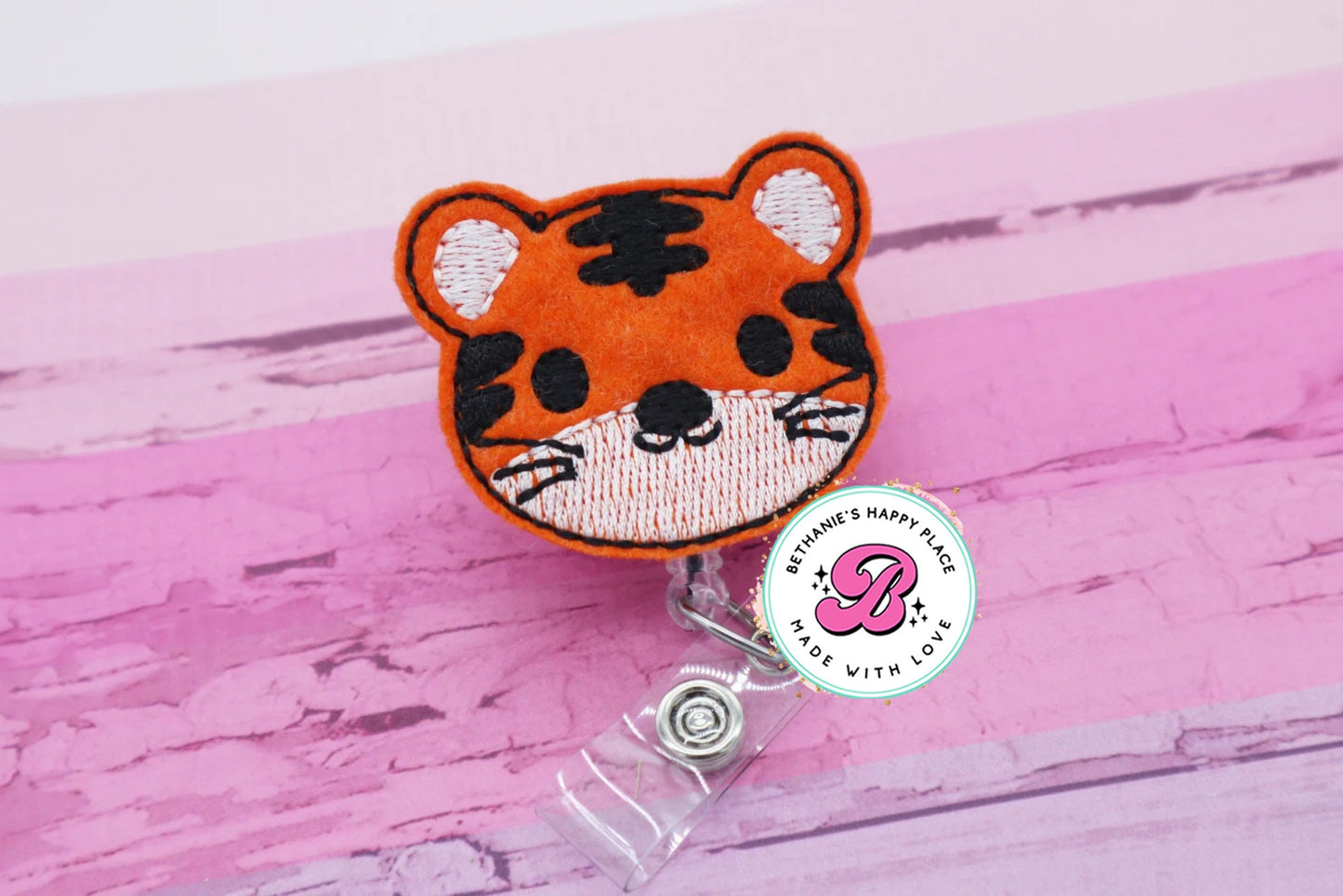 Tiger badge reel - tiger badge clip - tiger badge holder - badge reel teacher - school mascot badge reel - tiger ID badge holder