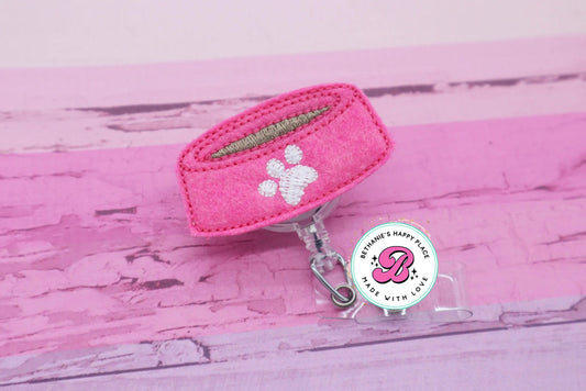 Dog bowl badge reel - veterinarian assistant - badge clip - dog badge reel - pet - dog gifts - badge reel nurse - pink dog food bowl