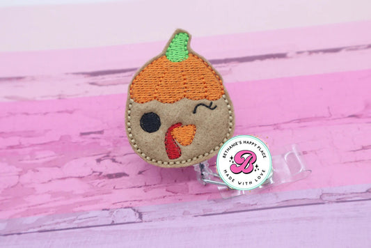 Pumpkin turkey - badge reel - turkey badge reel - fall badge reel - turkey badge holder - fall badge holder - holiday badge reel - pumpkin