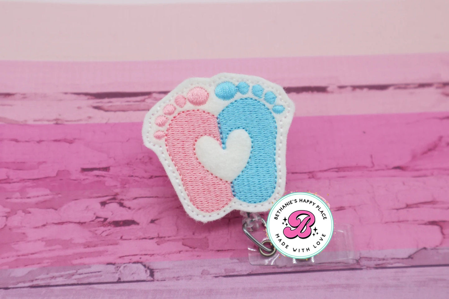 Baby feet badge reel - badge reel nurse - OBGYN badge reel - baby feet badge holder - labor and delivery nurse - badge holder nurse