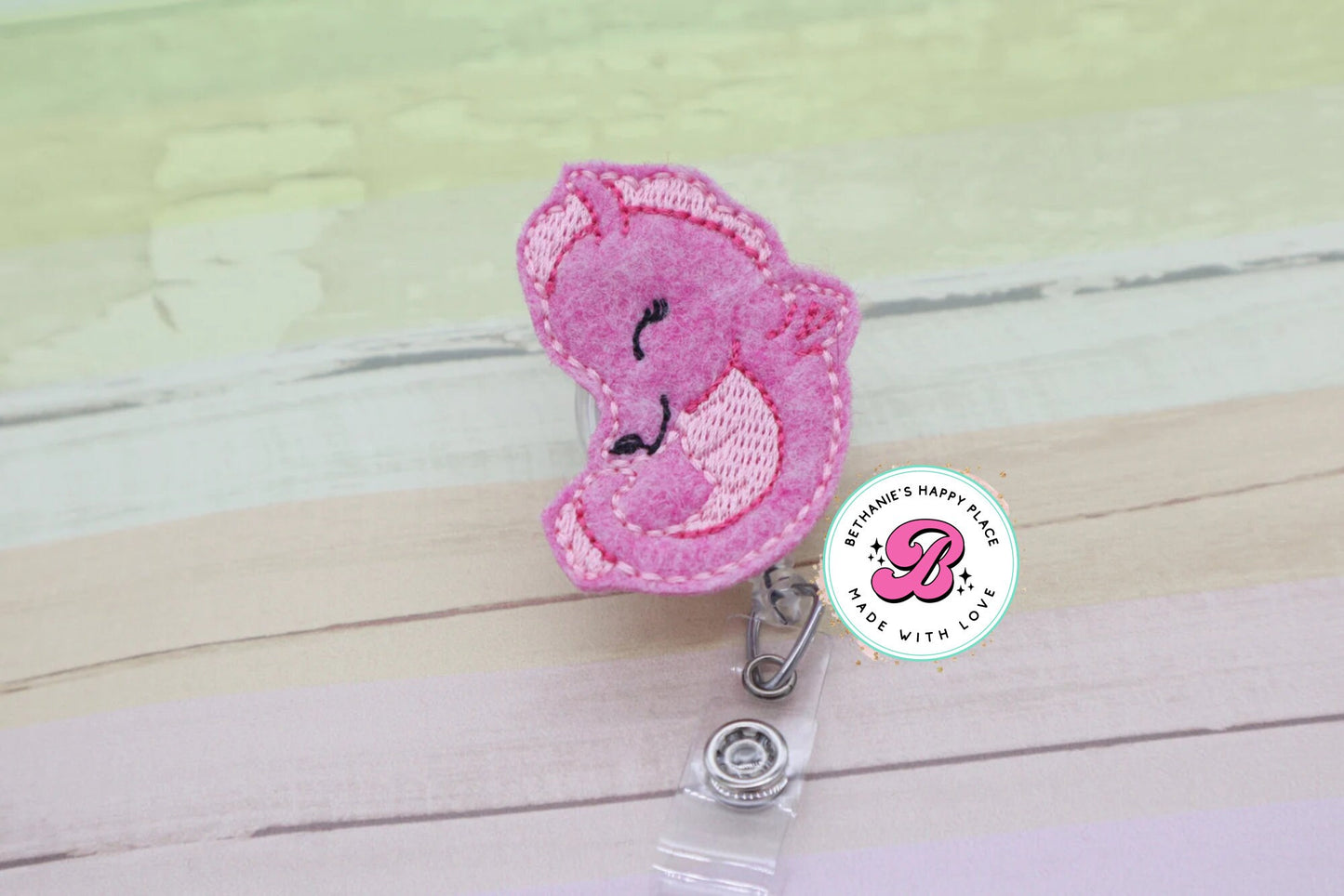 Pink seahorse badge reel - seahorse badge clip - cute badge reel - badge reel nurse - medical ID badge - nurse gifts - teacher gifts